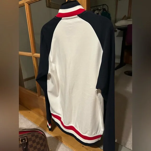 Polo Ralph Lauren women's full zip track jacket white navy blue sleeves red trim - Picture 3 of 10